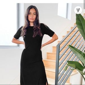 Black Ribbed Maxi Shirt Dress - Lulus
Medium